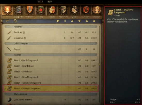 Master Menhart's Longsword Replica sketch