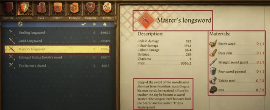 Master Menhart's Longsword Replica sketch details