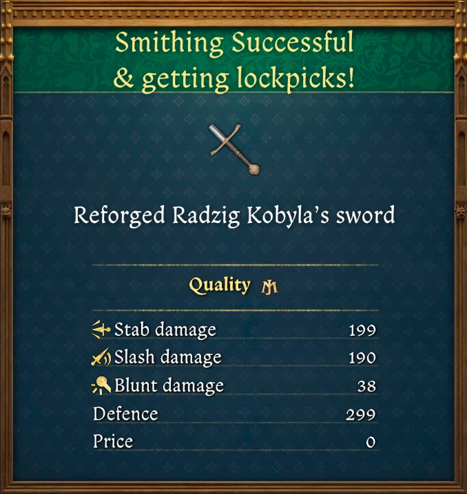 Radzig's Sword Reforged Master Quality screen